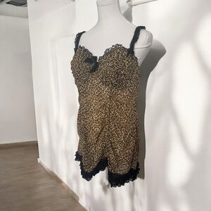 Y2K Leopard Print Lace corset slip Dress XL goth fairy glam punk